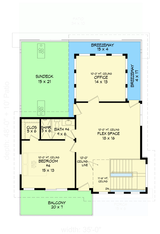 Plan 680687VR: Contemporary Three-Story House Plan with Four Bedrooms and Rooftop Deck - Floor Plan - Image #19 - Contemporary, Modern