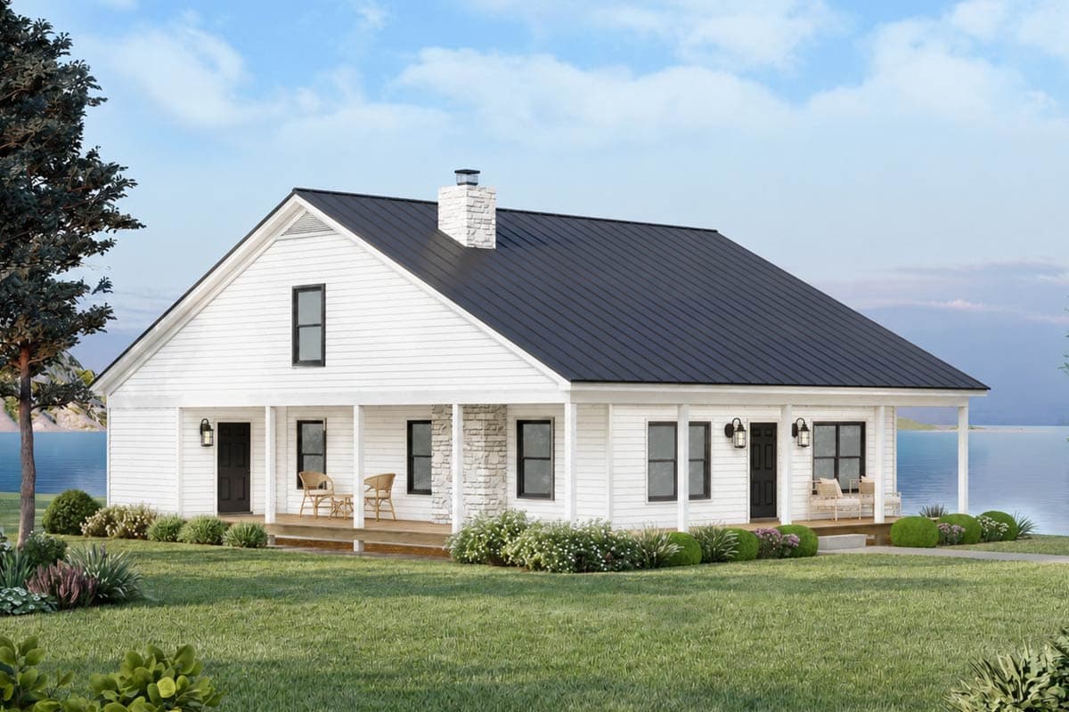 Plan 680689VR: Rustic Cabin House Plan Featuring Wraparound Porch and Open Great Room - Image #2 - Cabin, Rustic