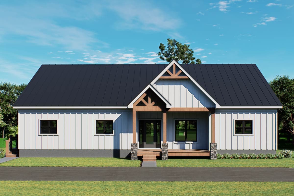 Plan 680690VR: Charming Mountain House Plan with Three Bedrooms and Expansive Veranda - Image #4 - Country, Farmhouse, Mountain