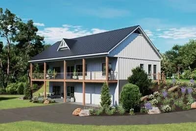 Charming Mountain House Plan with Three Bedrooms and Expansive Veranda