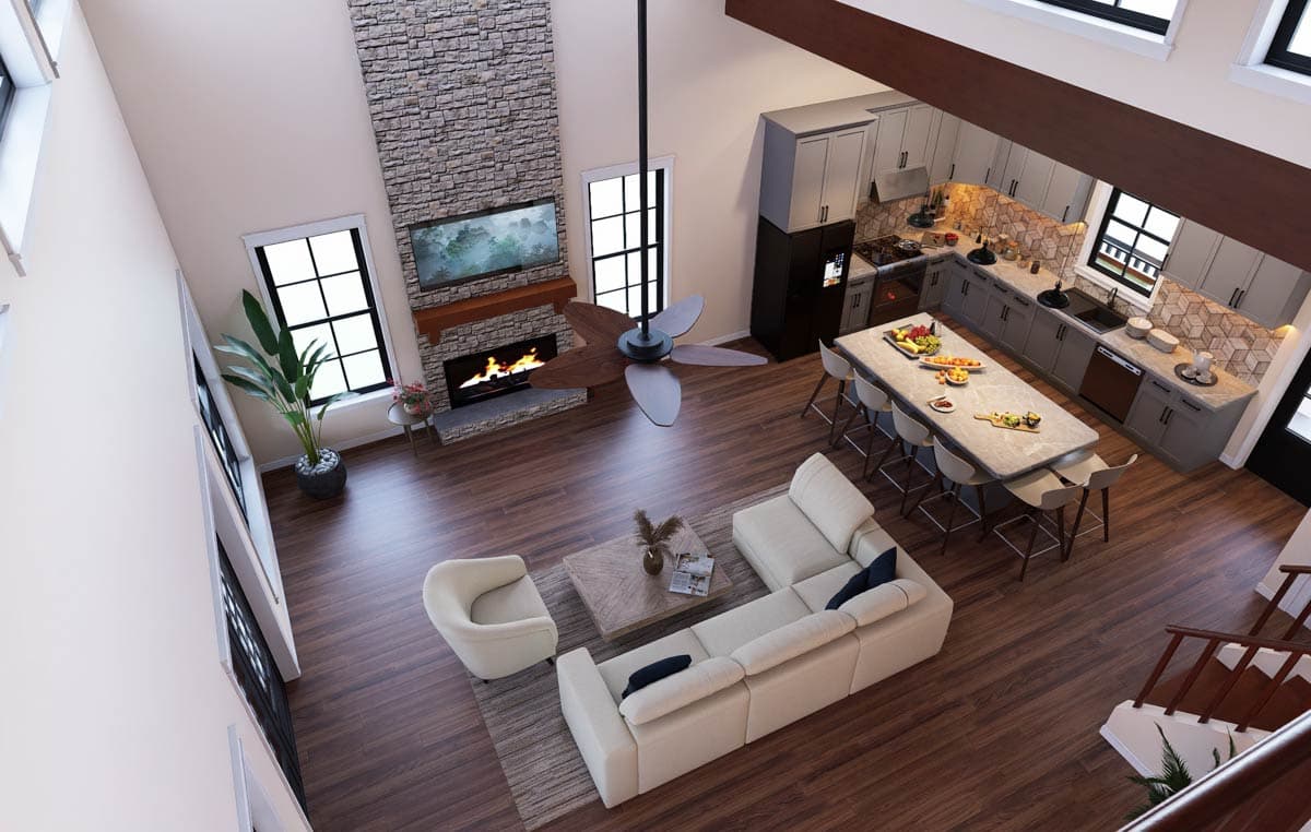 Plan 680693VR: Modern Farmhouse House Plan with 3 Bedrooms and Vaulted Great Room - Image #7 - Farmhouse