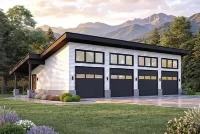 Modern Four-Car Garage House Plan with Ample Storage