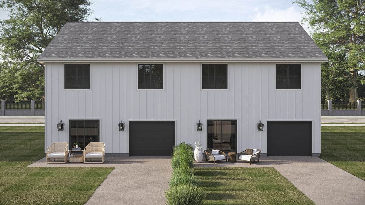 Plan 623655DJ: Modern Farmhouse Duplex House Plan with Three Bedrooms and Smart Layout - Image #6 - Modern Farmhouse, Traditional