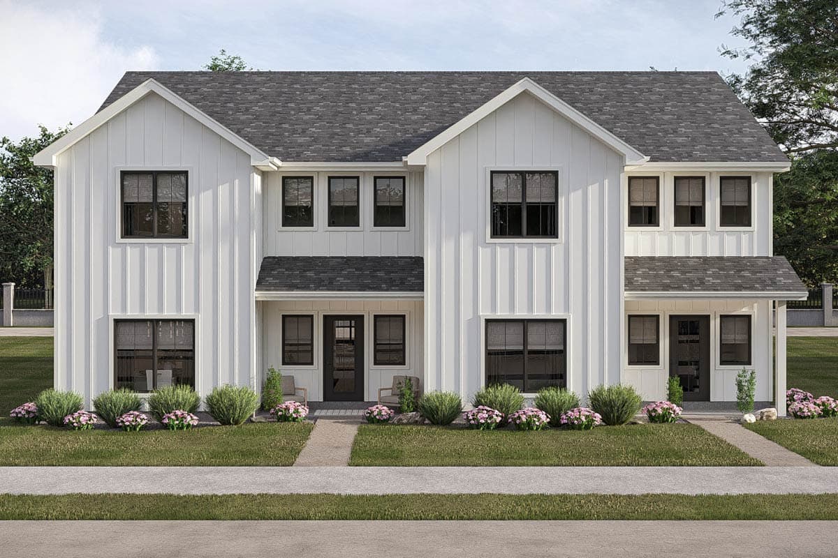 Plan 623655DJ: Modern Farmhouse Duplex House Plan with Three Bedrooms and Smart Layout - Image #5 - Modern Farmhouse, Traditional