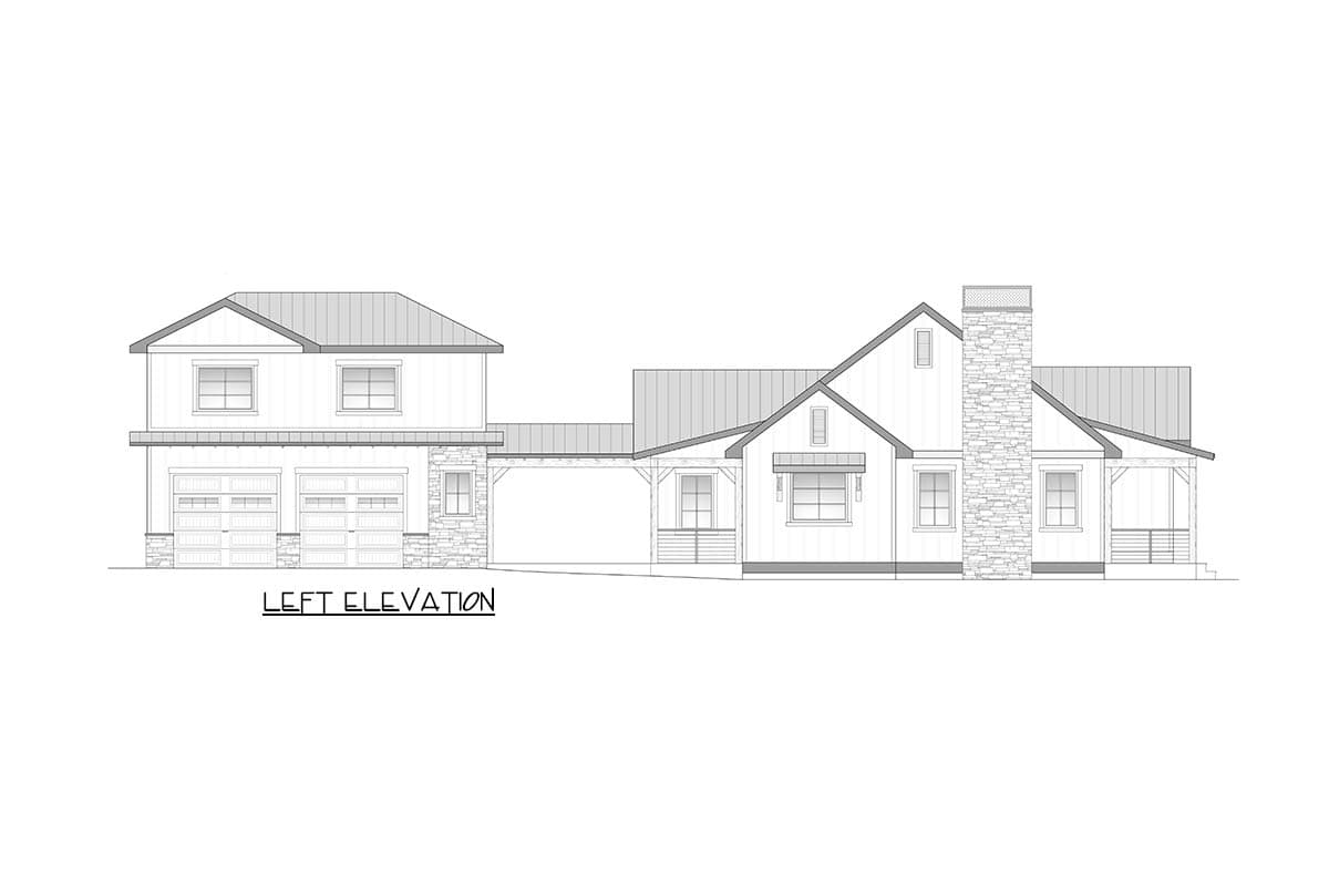 Plan 246038DLR: Modern Farmhouse House Plan with Attached Apartment and Two-Car Garage - Image #4 - Farmhouse, Modern Farmhouse, Mountain