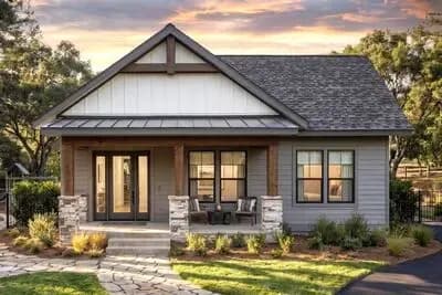 Charming Craftsman Cottage House Plan with Vaulted Living Room Under 1200 Sq Ft