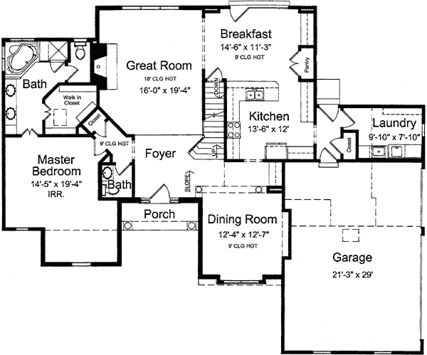 Plan 39109ST: Two-story House Plan with Vaulted Great Room - Floor Plan - Main Level - Traditional
