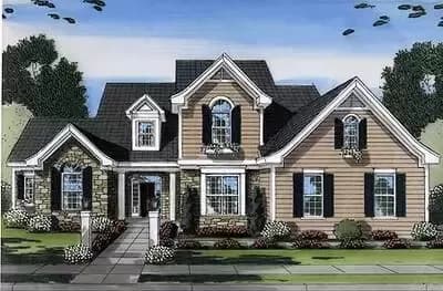 Two-story House Plan with Vaulted Great Room