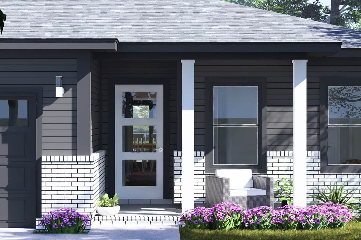 Plan 52556WM: Contemporary Three-Bedroom Ranch House Plan with Attached Two-Car Garage - Image #3 - Contemporary, Modern, Prairie, Ranch