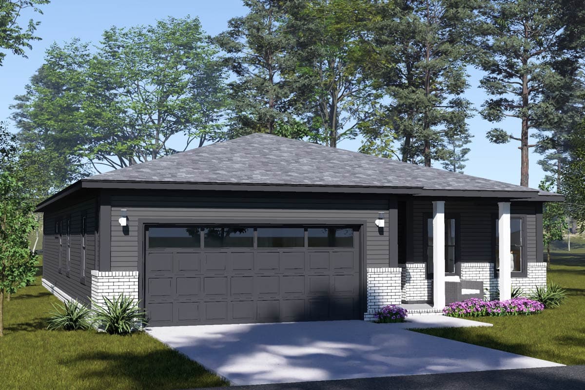 Plan 52556WM: Contemporary Three-Bedroom Ranch House Plan with Attached Two-Car Garage - Image #8 - Contemporary, Modern, Prairie, Ranch
