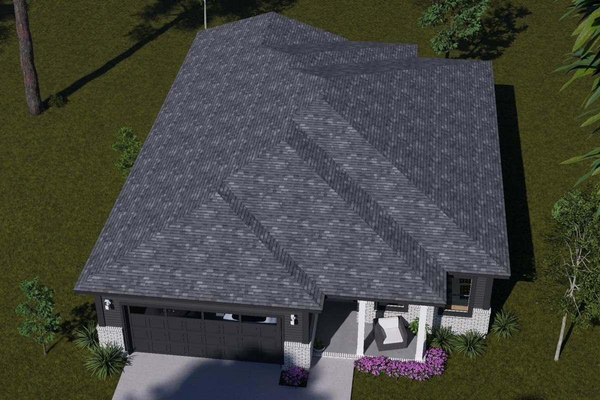 Plan 52556WM: Contemporary Three-Bedroom Ranch House Plan with Attached Two-Car Garage - Image #9 - Contemporary, Modern, Prairie, Ranch