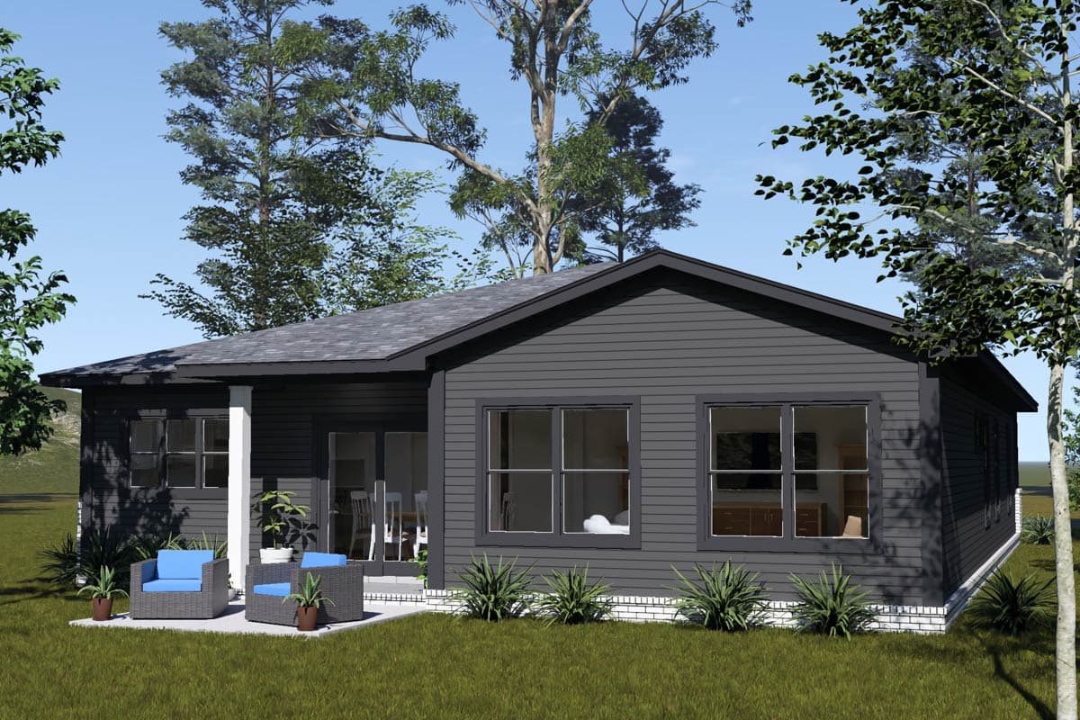 Plan 52556WM: Contemporary Three-Bedroom Ranch House Plan with Attached Two-Car Garage - Image #7 - Contemporary, Modern, Prairie, Ranch