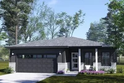 Contemporary Three-Bedroom Ranch House Plan with Attached Two-Car Garage