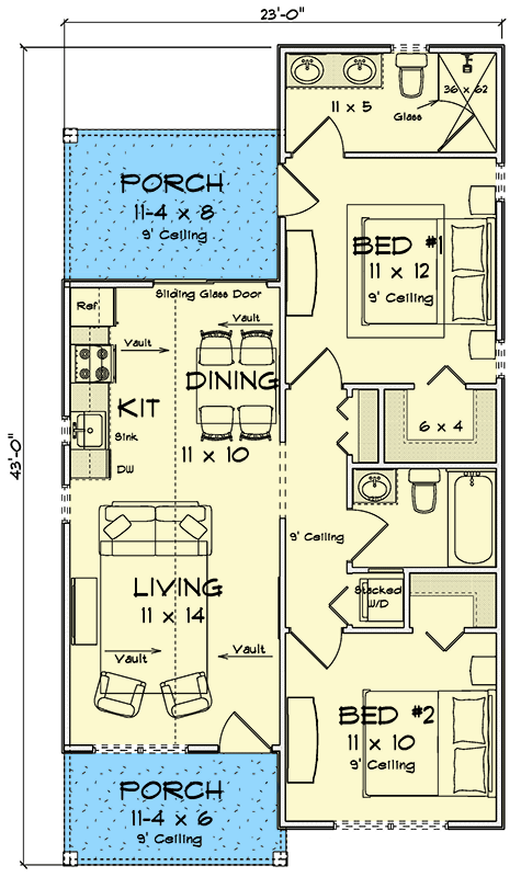 Plan 52557WM: Charming Two Bedroom Cottage House Plan with Split Bedroom Layout - Floor Plan - Image #24 - Cottage, Country, Traditional