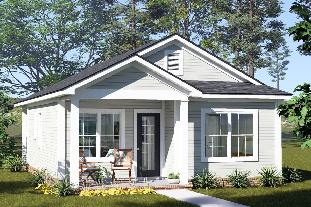 Plan 52557WM: Charming Two Bedroom Cottage House Plan with Split Bedroom Layout - Image #8 - Cottage, Country, Traditional