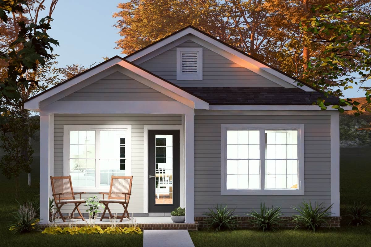Plan 52557WM: Charming Two Bedroom Cottage House Plan with Split Bedroom Layout - Image #10 - Cottage, Country, Traditional
