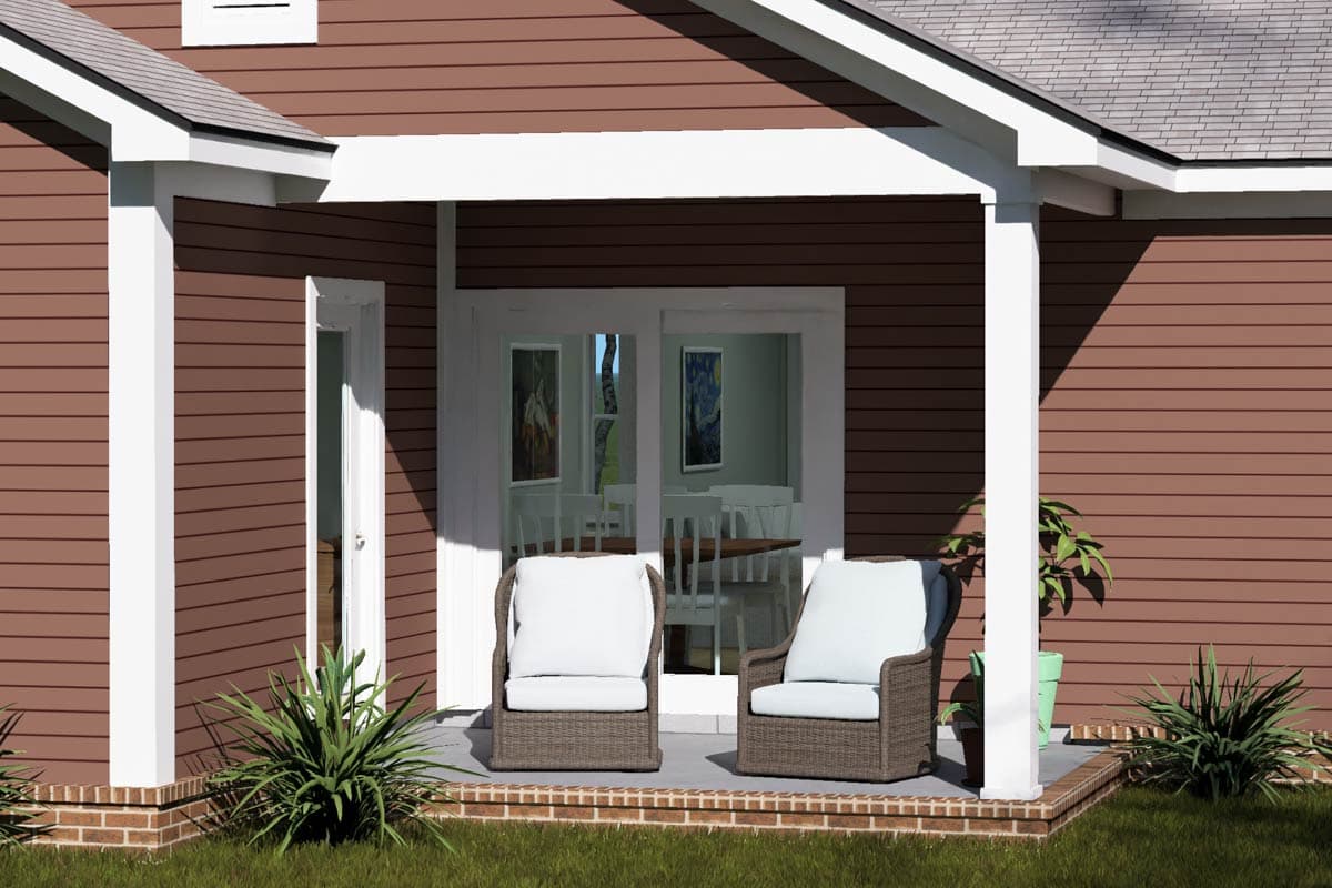 Plan 52558WM: Cozy Two Bedroom Cottage House Plan with Attached One Car Garage - Image #5 - Cottage, Country, Craftsman, Traditional
