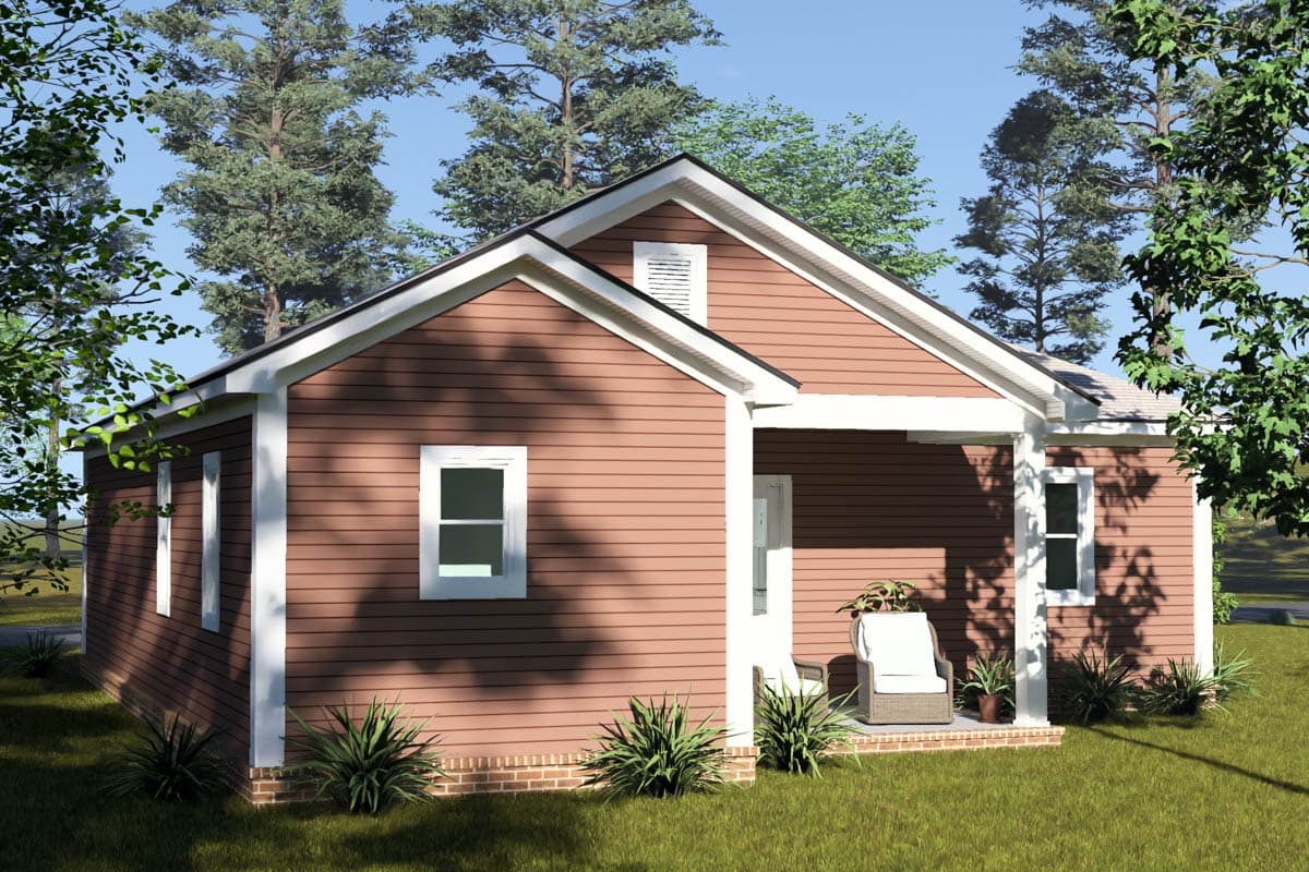 Plan 52558WM: Cozy Two Bedroom Cottage House Plan with Attached One Car Garage - Image #6 - Cottage, Country, Craftsman, Traditional