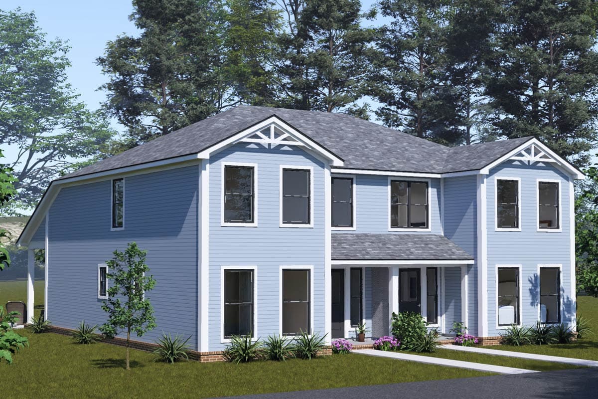 Plan 52560WM: Traditional Three Bedroom Duplex House Plan with Split Bedroom Layout - Image #7 - Traditional