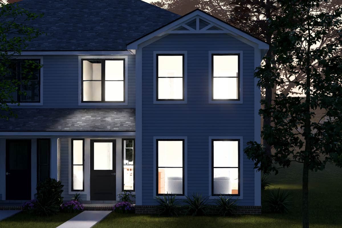 Plan 52560WM: Traditional Three Bedroom Duplex House Plan with Split Bedroom Layout - Image #8 - Traditional
