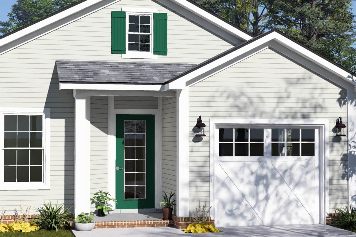 Plan 52561WM: Charming Three Bedroom Cottage House Plan with Attached One Car Garage - Image #3 - Cottage, Craftsman, Ranch, Traditional