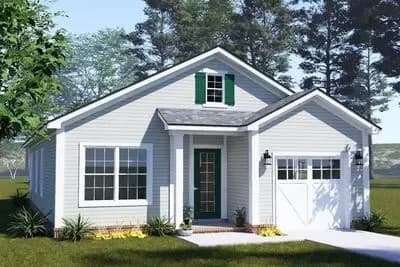 Charming Three Bedroom Cottage House Plan with Attached One Car Garage