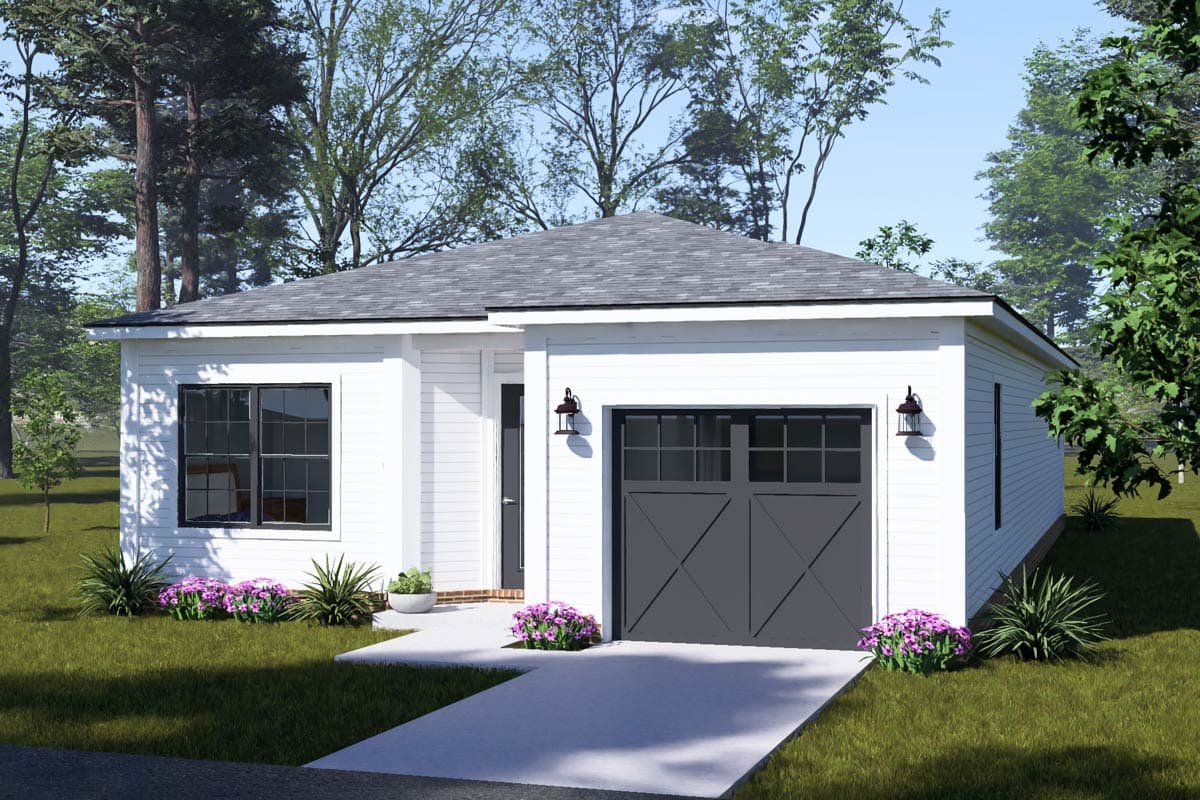 Plan 52562WM: Modern Three Bedroom House Plan with Efficient Layout and Attached Garage - Image #3 - Modern