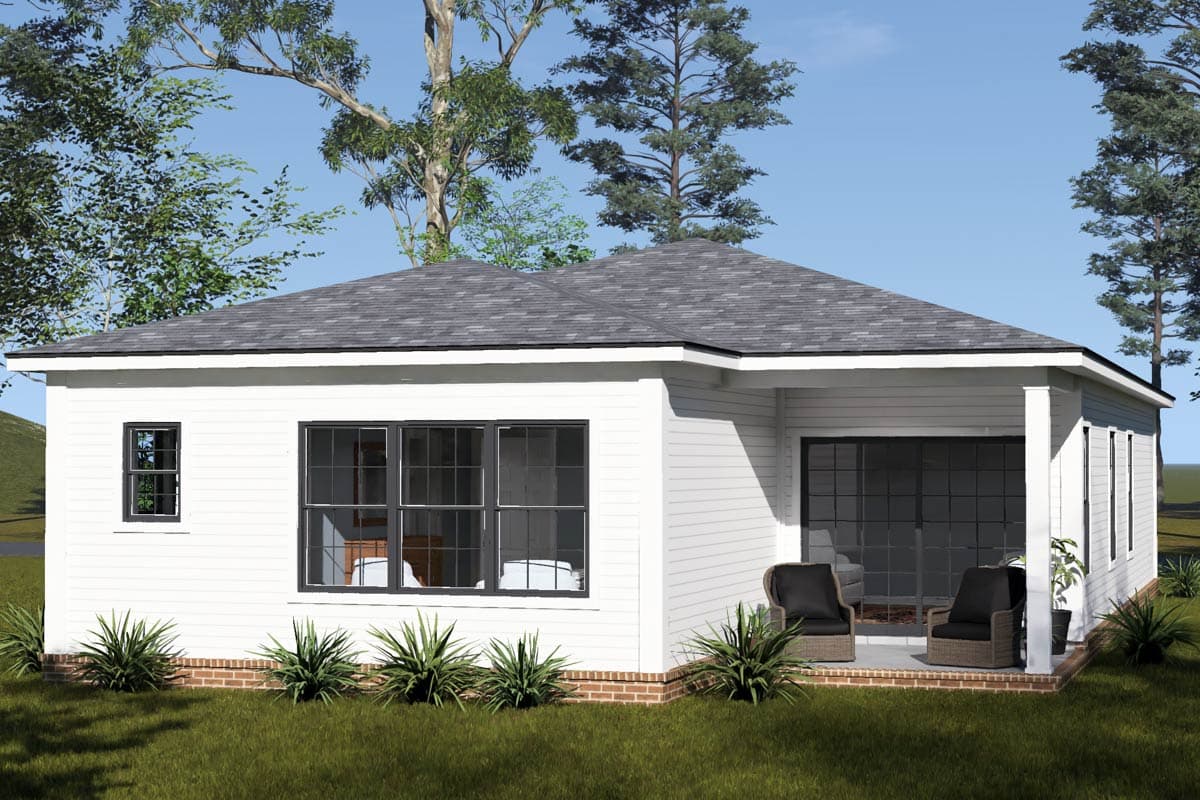 Plan 52562WM: Modern Three Bedroom House Plan with Efficient Layout and Attached Garage - Image #4 - Modern