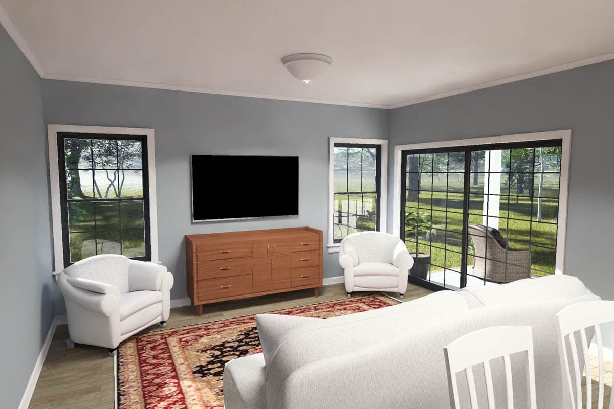 Plan 52562WM: Modern Three Bedroom House Plan with Efficient Layout and Attached Garage - Image #9 - Modern