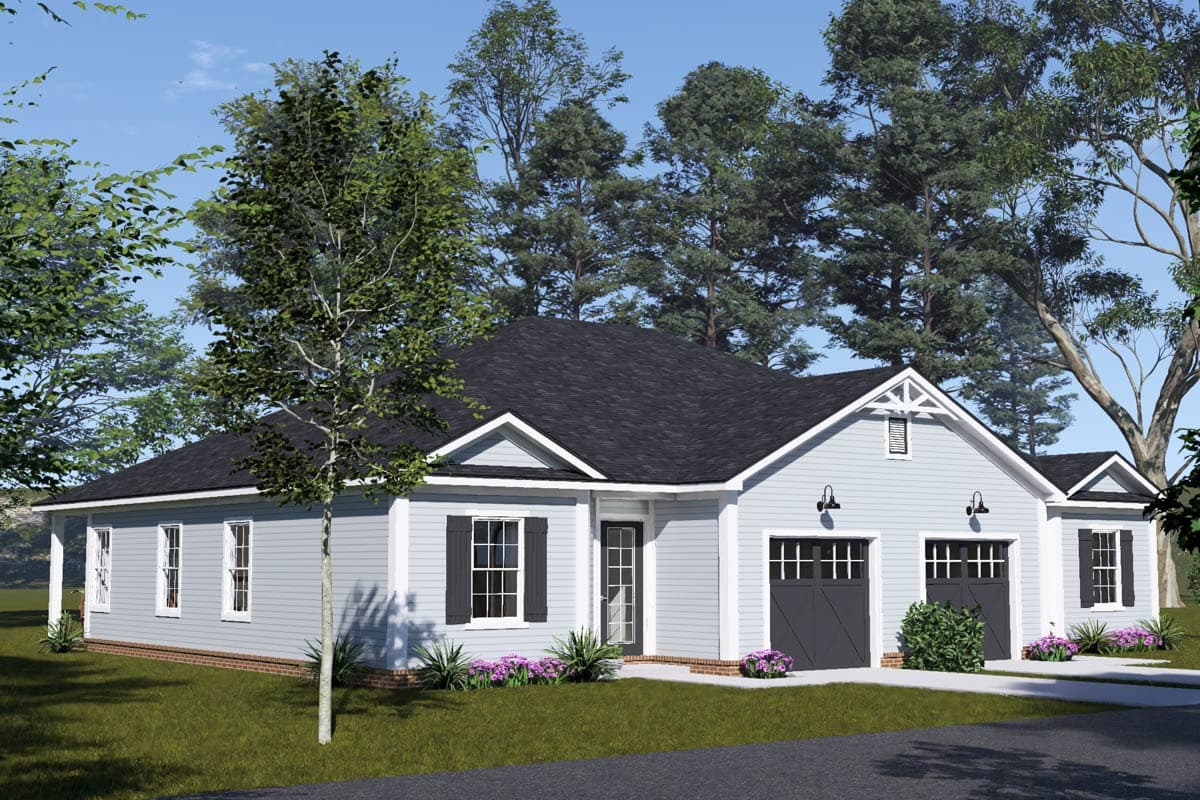 Plan 52563WM: Charming Country Duplex House Plan with Three Bedrooms and Attached Garages - Image #4 - Country, Traditional