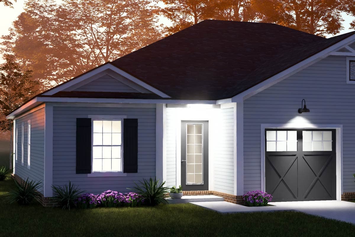 Plan 52563WM: Charming Country Duplex House Plan with Three Bedrooms and Attached Garages - Image #8 - Country, Traditional