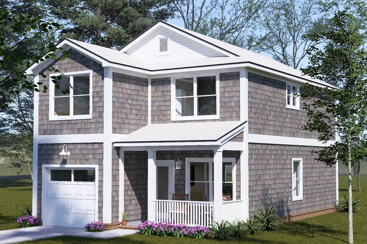 Plan 52564WM: Charming Three Bedroom Country House Plan with One Car Garage - Image #4 - Country, Traditional