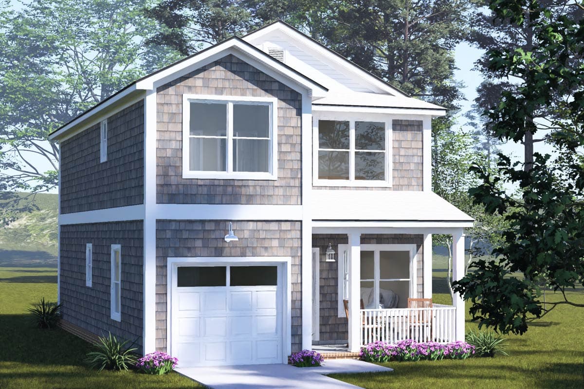 Plan 52564WM: Charming Three Bedroom Country House Plan with One Car Garage - Image #8 - Country, Traditional
