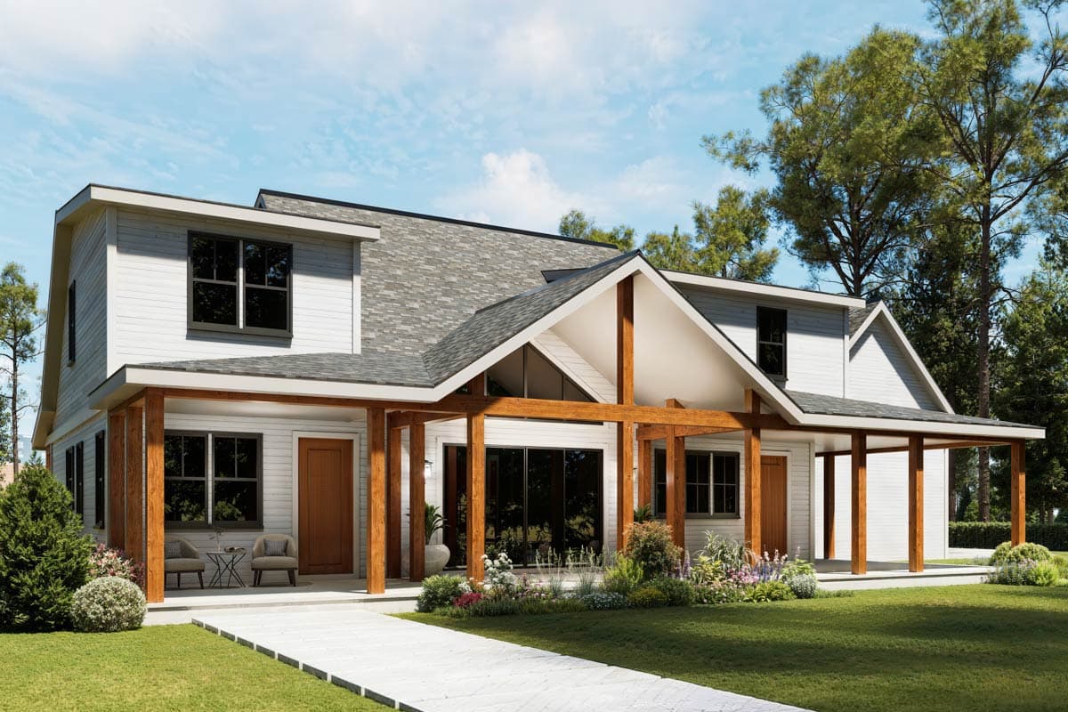 Plan 25961GE: Modern Farmhouse House Plan with 3 Bedrooms and Expansive Wraparound Porch - Image #4 - Modern Farmhouse, New American