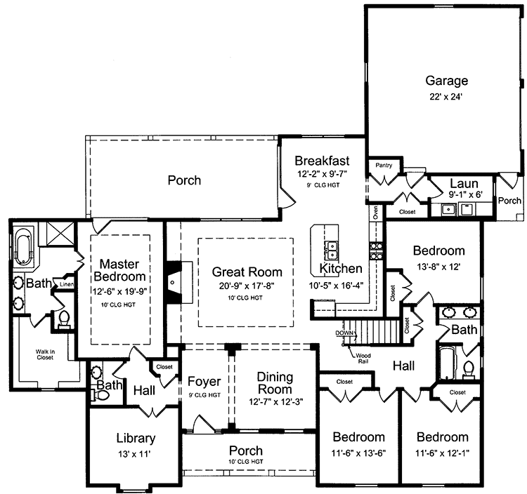 Plan 39121ST: One-story Home Plan with Welcoming Front Porch - Floor Plan - Main Level - Country, Southern, Traditional