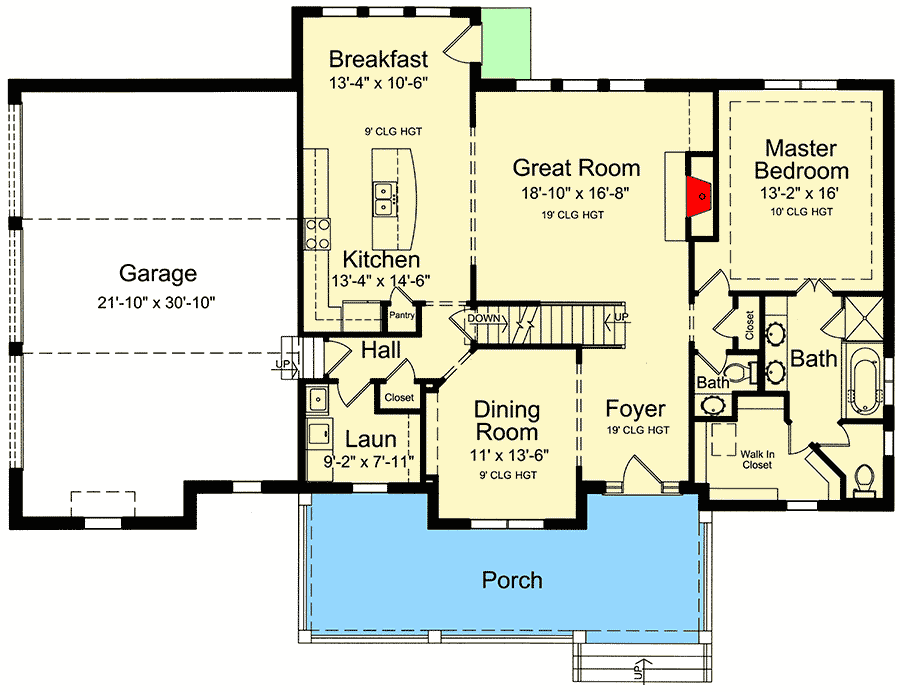Plan 39122ST: Lovely Two-Story Home Plan - Floor Plan - Main Level - Country, Traditional