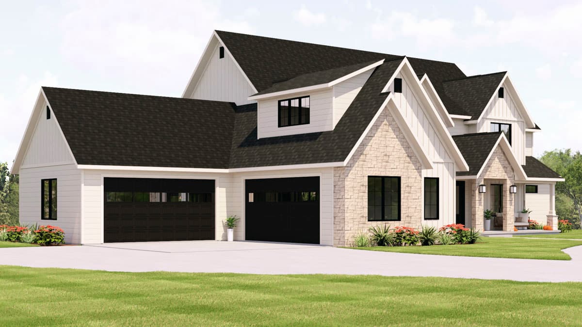 Plan 135445GRA: Modern Transitional House Plan with 5 Bedrooms and 4-Car Garage - Image #3 - Craftsman, Modern, New American, Transitional