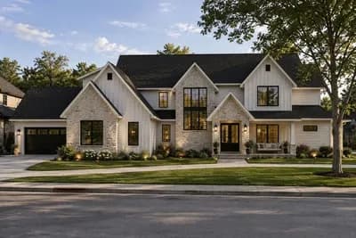 Modern Transitional House Plan with 5 Bedrooms and 4-Car Garage
