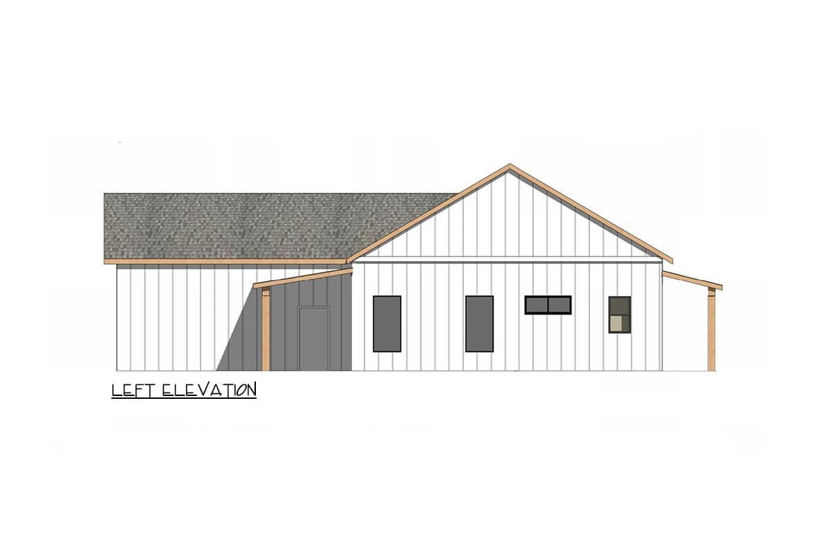 Plan 420198WNT: Modern Farmhouse Barndominium House Plan with Three Bedrooms and Outdoor Kitchen - Image #4 - Barndominium, Modern Farmhouse