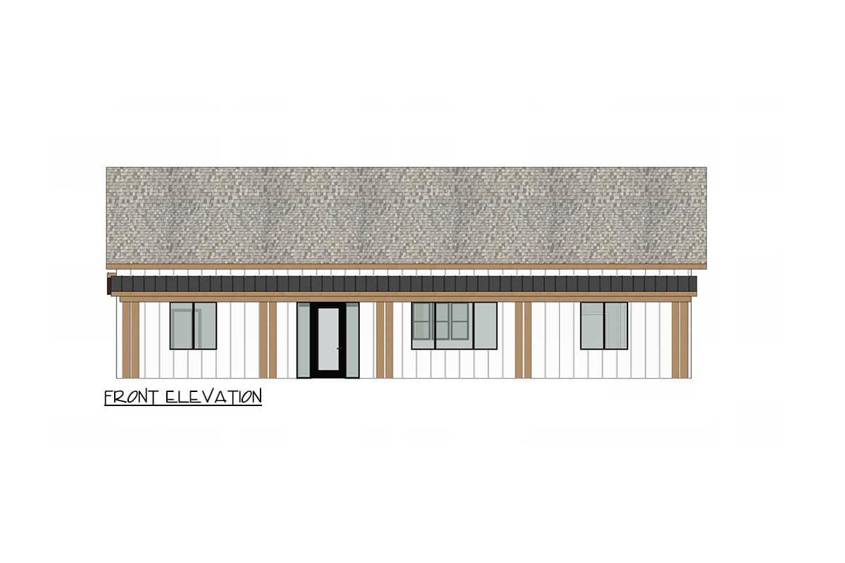Plan 420198WNT: Modern Farmhouse Barndominium House Plan with Three Bedrooms and Outdoor Kitchen - Image #3 - Barndominium, Modern Farmhouse