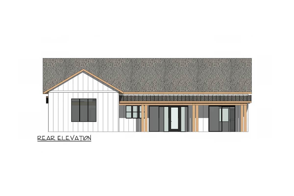 Plan 420198WNT: Modern Farmhouse Barndominium House Plan with Three Bedrooms and Outdoor Kitchen - Image #5 - Barndominium, Modern Farmhouse