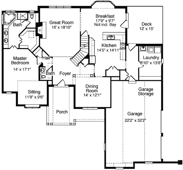 Plan 39126ST: Front to Back Views - Floor Plan - Main Level - European, Traditional