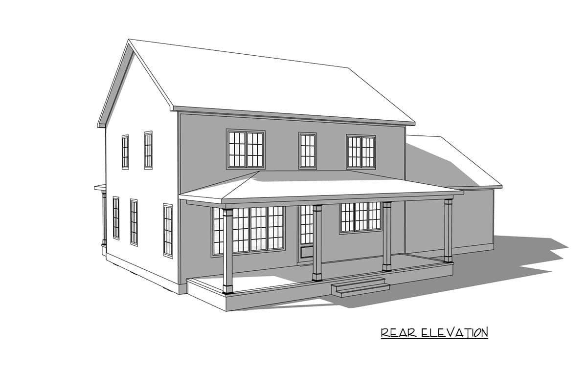 Plan 930002TLR: Three Bedroom Traditional Farmhouse House Plan with Inviting Front Porch - Image #4 - Colonial, Country, Farmhouse, Traditional