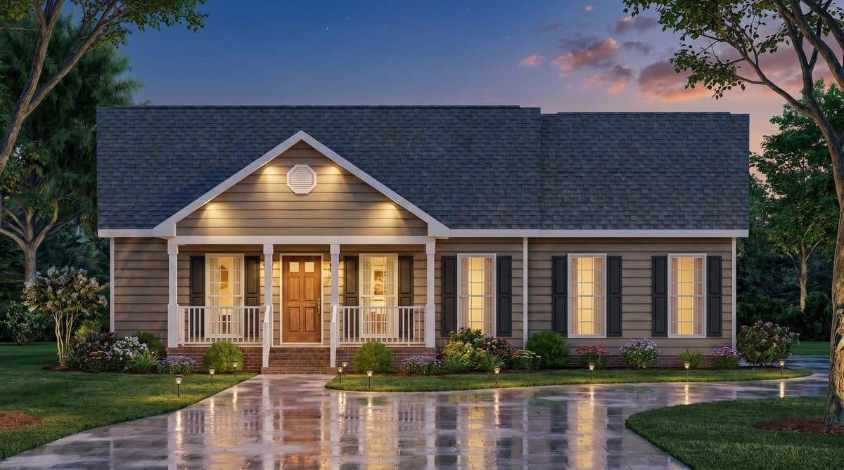 Plan 25963GE: Traditional Ranch House Plan with Three Bedrooms and Front Porch - Image #3 - Ranch, Traditional