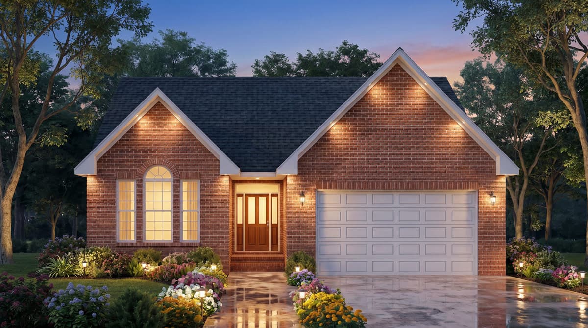 Plan 25965GE: Three Bedroom Ranch House Plan with Classic Brick Exterior - Image #3 - Ranch, Traditional