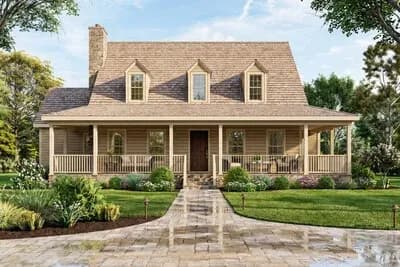 Southern Traditional House Plan with Three Bedrooms and Expansive Wraparound Porch
