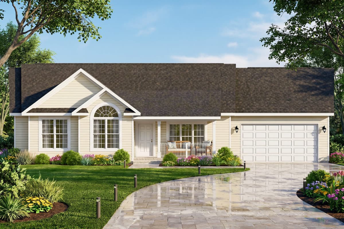 Plan image - 25969GE:Charming Three Bedroom Traditional Ranch House Plan with Attached Garage