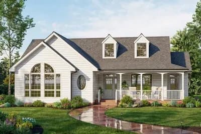Charming Farmhouse House Plan with Three Bedrooms and Wraparound Front Porch