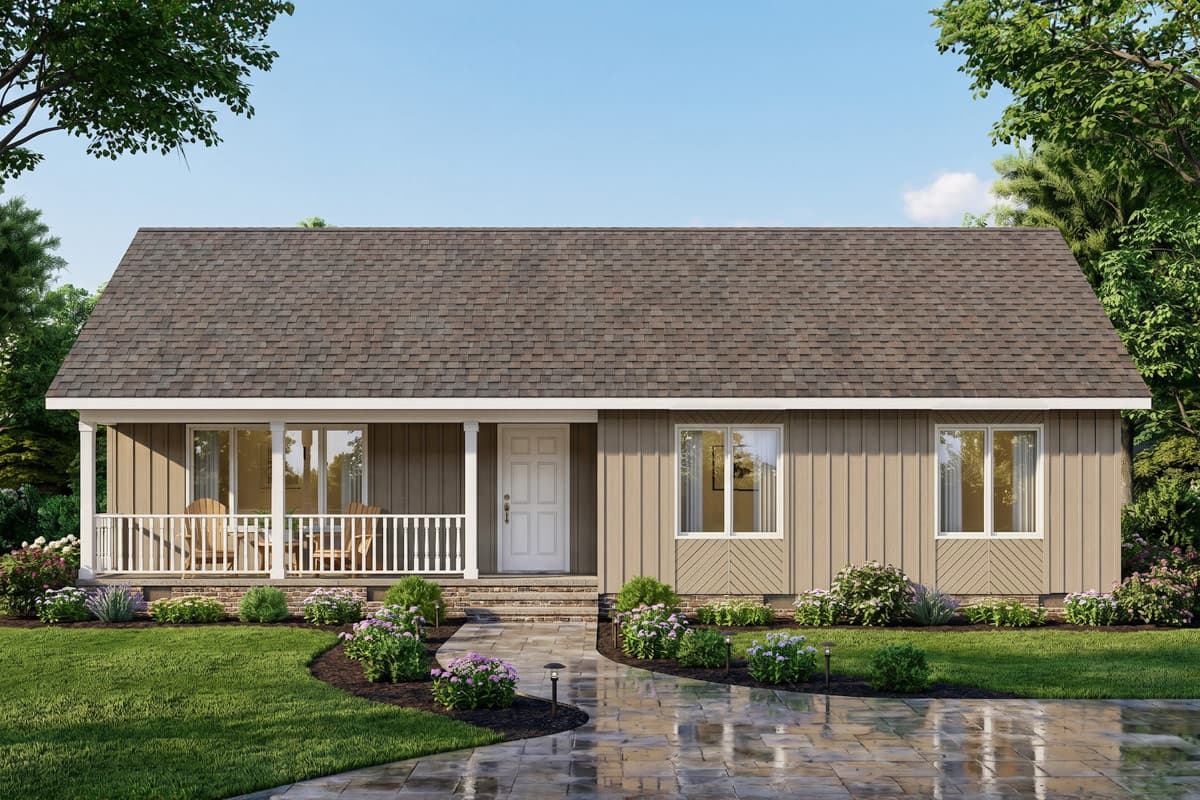 Plan image - 25971GE:Three Bedroom Traditional Ranch House Plan with Inviting Front Porch