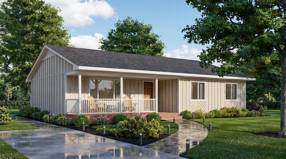 Plan 25971GE: Three Bedroom Traditional Ranch House Plan with Inviting Front Porch - Image #2 - Ranch, Traditional